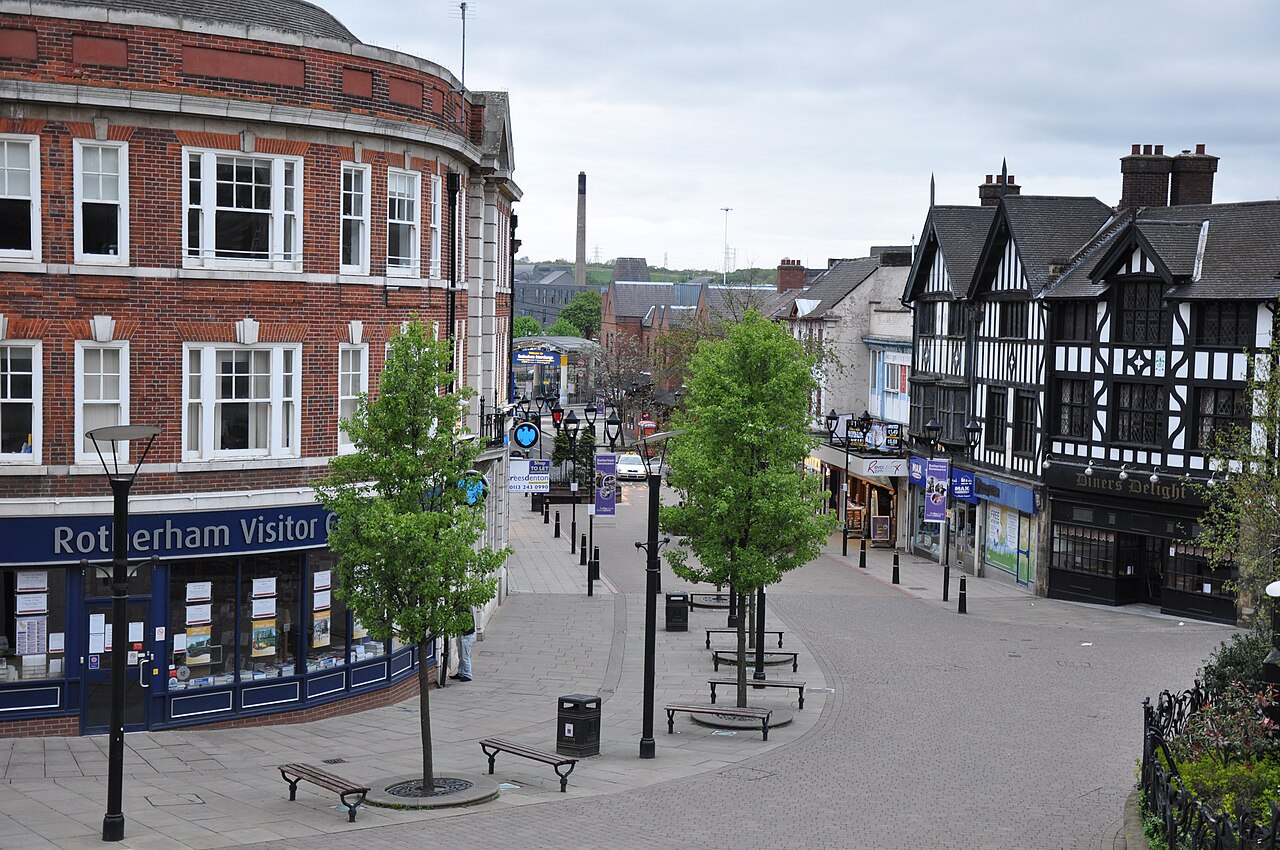 Rotherham, South Yorkshire — the town that became the name attached to the most comprehensive institutional cover-up in modern British history. At least 1,400 children were systematically abused by predominantly Pakistani-heritage grooming gangs between 1997 and 2013. The abuse was known to police, social services, and local politicians. None of them acted, because all of them calculated that the political cost of acting — accusations of racism — exceeded the professional cost of not acting. The Jay Report documented this calculation in explicit terms. The children paid the price for it. Photo: Wikimedia Commons